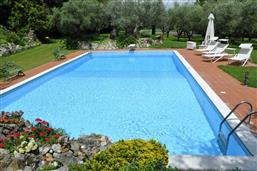 Pool with shared deck chairs