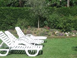 Pool with shared deck chairs