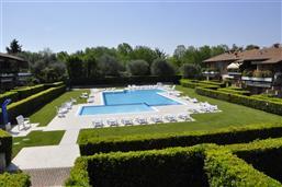 Pool with shared deck chairs